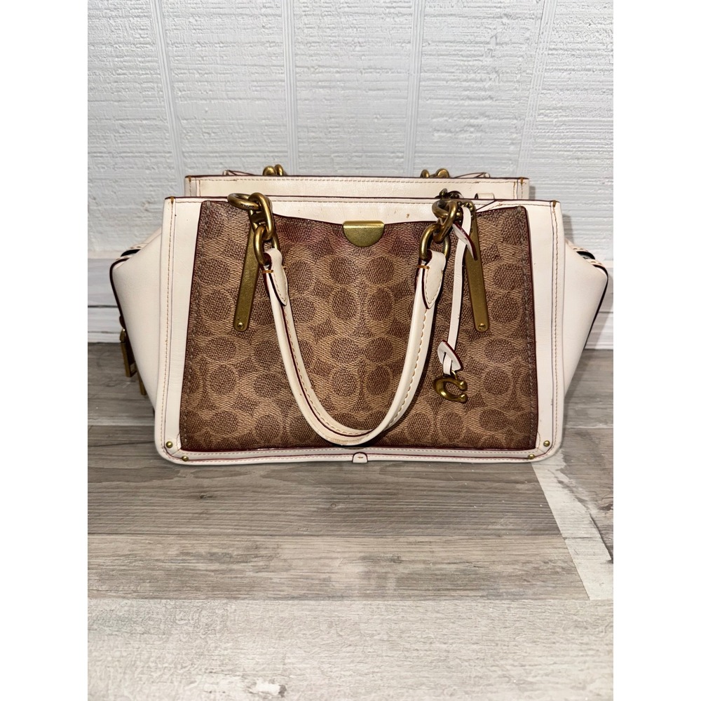 Coach Dreamer 36 Satchel Women Chalk Tan Signature Canvas Leather Bag 54160 Lg
